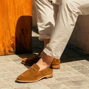 Mocassins Penny de camurça marrom claro