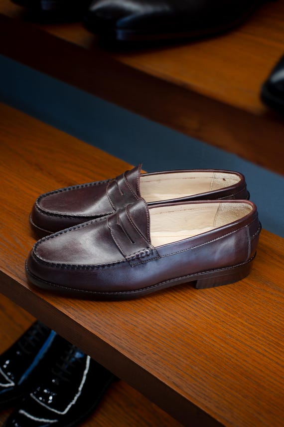 Full Grain Calf Leather Penny Loafers Men | Handmade Classic Dress Shoes | Luxury Gift for Him