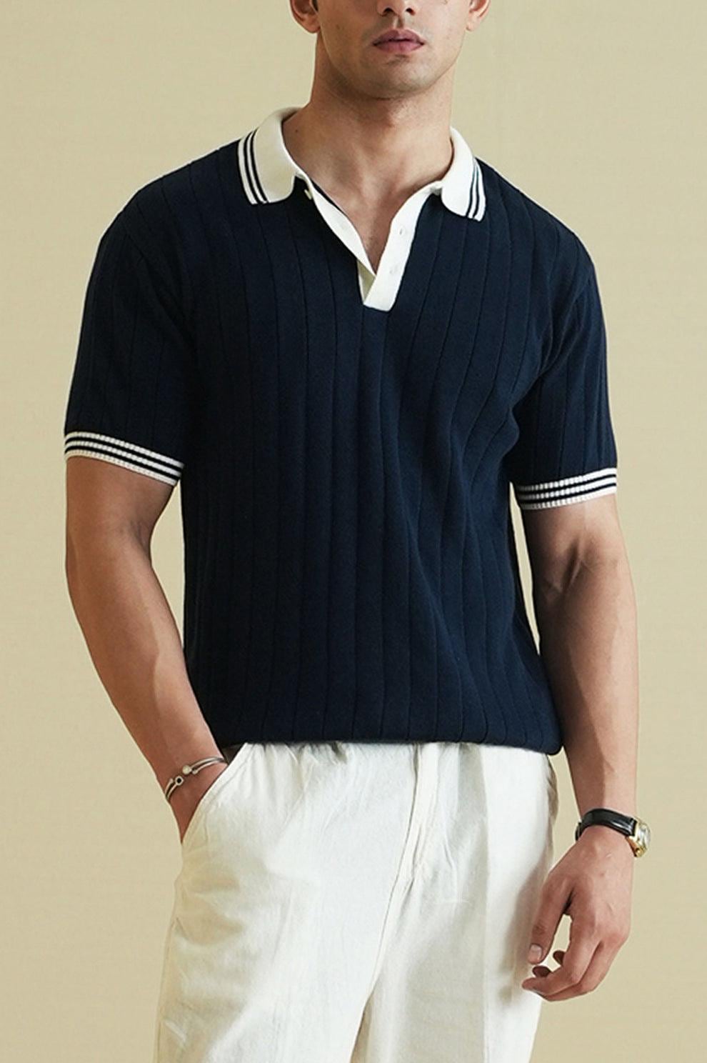 トップス vintage navy knit polo sullen ours トップス vintage navy knit polo sullen ours トップス vintage