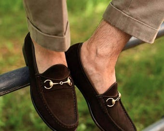 Horsebit Loafers in Black Suede