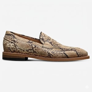 Luxus Herren Slipper Schlangenprint - Handgefertigte Penny Loafer aus Kalbsleder - Exklusive Elegante Business Schuhe - Geschenk Mann