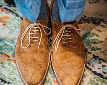 Joseph Abboud Enea Taupe Suede Wingtip Oxfords Mens Shoes  display picture 3