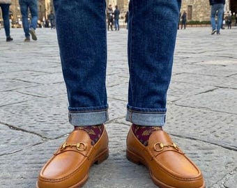 Brown Leather Loafers – Gold Horsebit Men's Dress Shoes