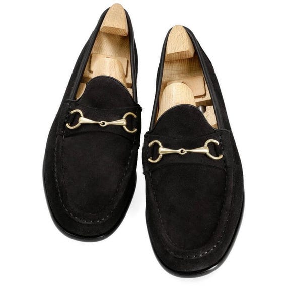 Moreschi || Italian Suede Horsebit Loafers Bit Black Gold 11.5 Moreschi || Italian Suede Horsebit Loafers Bit Black Gold  main image 4