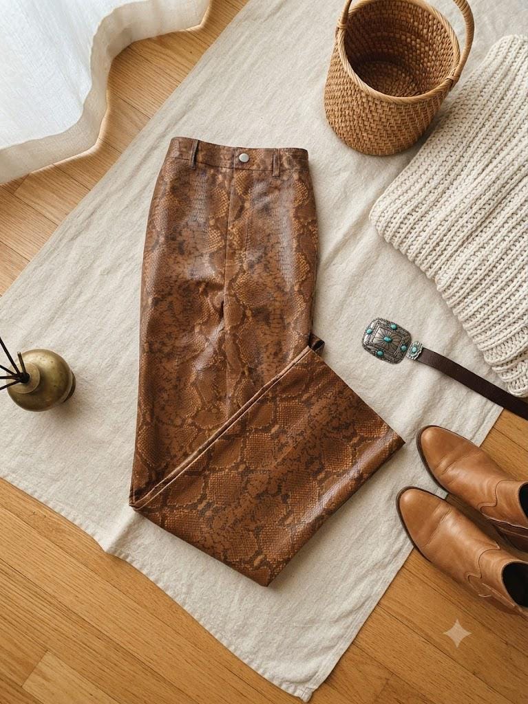 Python Leather Pants - Etsy
