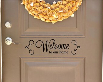 Welcome Home Vinyl Door Decal: Custom Front Door Decor (15.5x4.5)