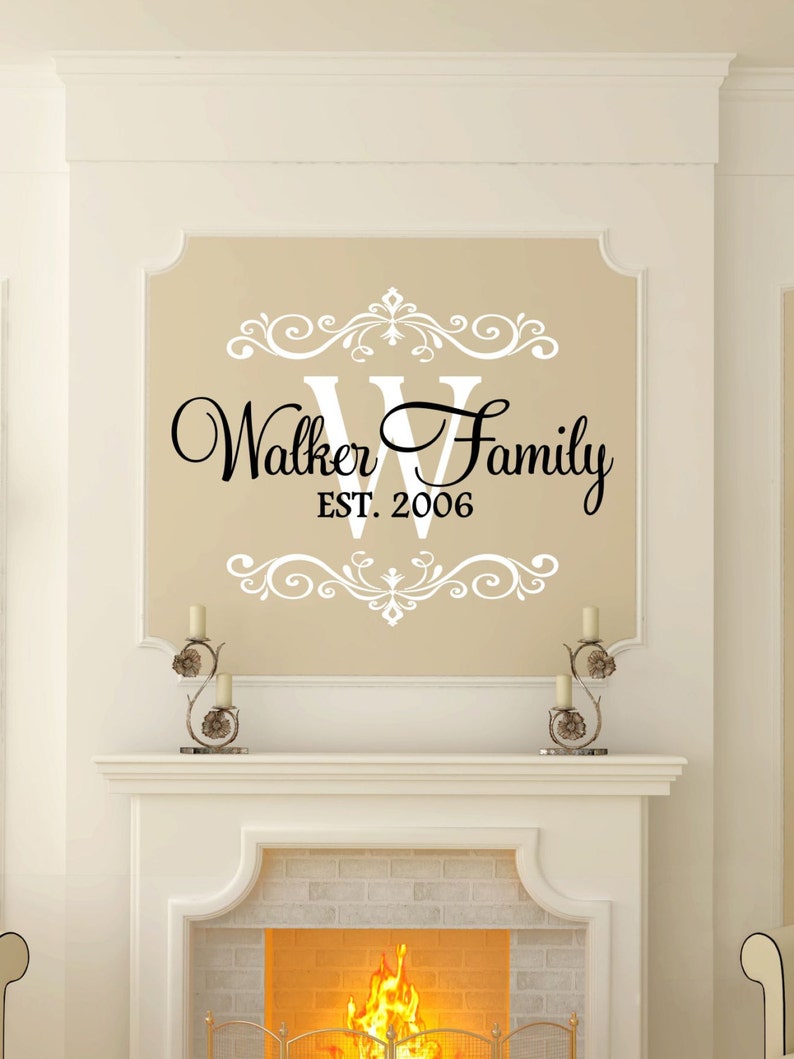 Monogram 22x16.8 Home Decor Family Vinyl Wall Art Decal Personalized Last Name Vinyl Custom Last Name /& Monogram Vinyl Decal Set