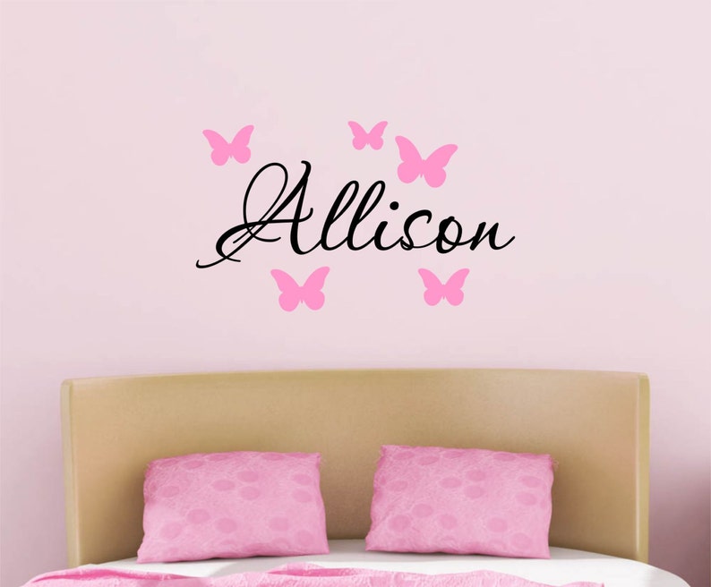 Custom Name & Butterflies Vinyl Decal Set Vinyl Art Wall Etsy