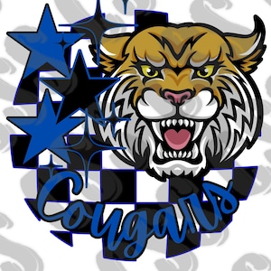 Checkered School Mascot Design, Mascot PNG, School Mascot Download, Cougars Mascot