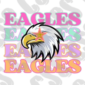 Colorful MASCOT Print Design Png, Eagles Mascot Png, Preppy Mascot Png, HighSchool Mascot Png, Elementary Mascot Png