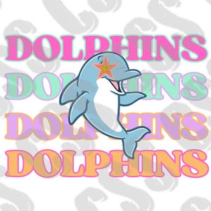 Colorful MASCOT Print Design Png, Dolphins Mascot Png, Preppy Mascot Png, HighSchool Mascot Png, Elementary Mascot Png