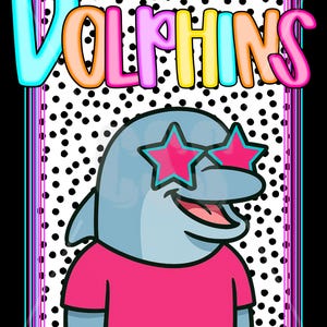 Polka Dot MASCOT Print Design Png, Dolphins Mascot Png, Preppy Mascot Png, HighSchool Mascot Png, Elementary Mascot Png