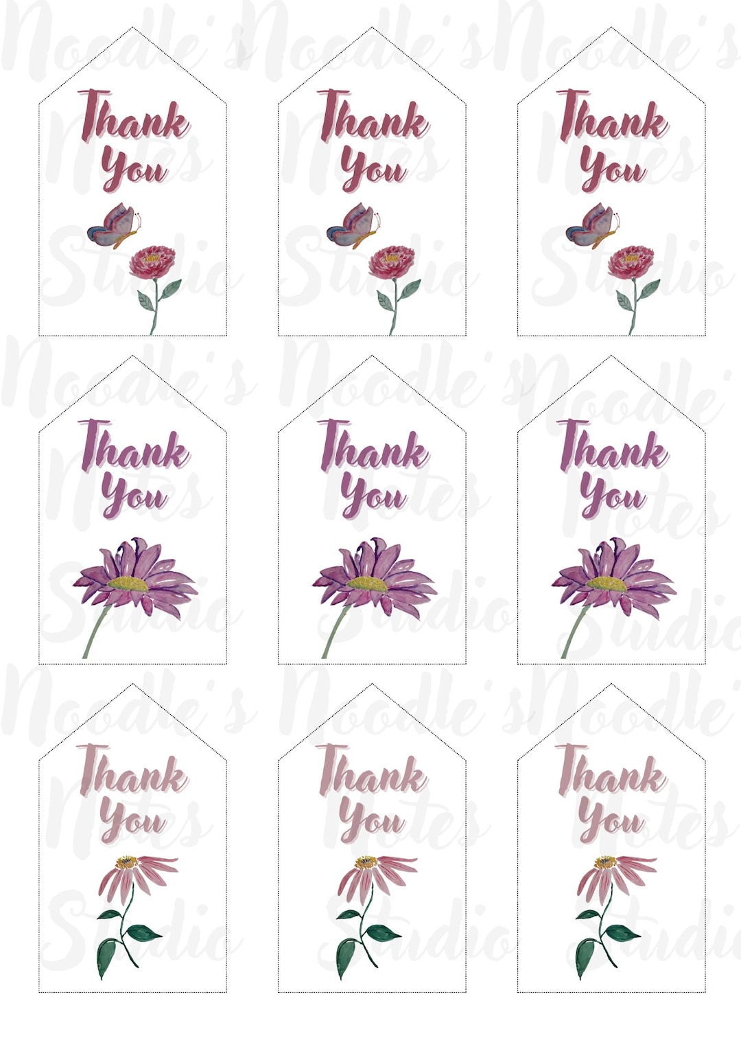 Thank You Gift Tags – Set of 9 Printable Tags | 3 Floral Designs ...
