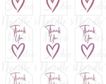 Thank You Gift Tags – Instant Download | Printable Tags with Hearts| 9 per sheet