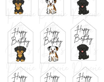 Printable Dog Birthday Gift Tags: Puppy Party Favors (PDF Download)