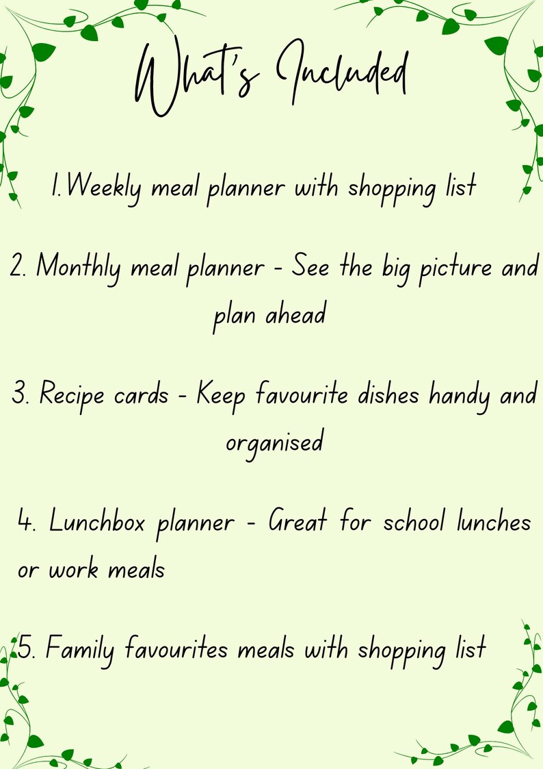 Printable Meal Planner Bundle: Weekly & Monthly, Recipe Cards (A4/US ...