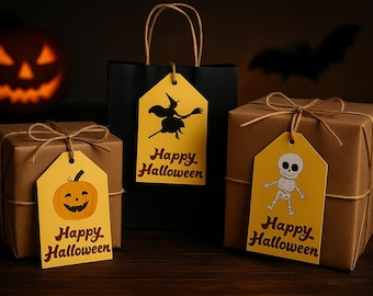 Cute Halloween Gift Tags – Spooky Party Favor Labels (Digital Download)