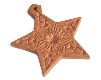 Carved Wooden Star Christmas Ornament