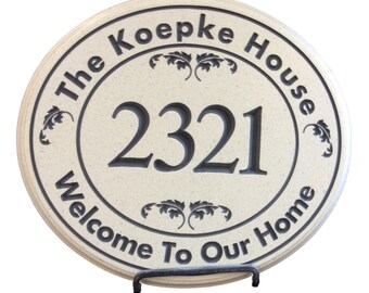 Custom Oval Corian Address Sign