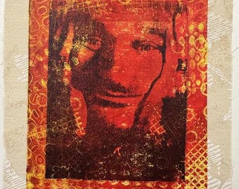 Robin Williams, Hollywood Actor - hand painted fabric patch, OOAK  #328