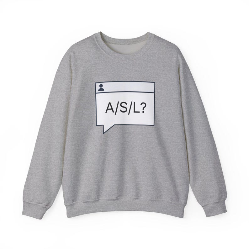 Bluza A/S/L, okrągły dekolt z lat 90. w stylu czatu, sweter z nostalgią Y2K, prezent w stylu retro z epoki dial-up dla milenialsów zdjęcie 3