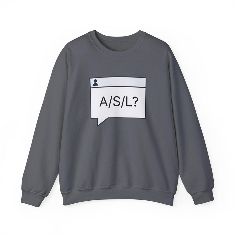 Bluza A/S/L, okrągły dekolt z lat 90. w stylu czatu, sweter z nostalgią Y2K, prezent w stylu retro z epoki dial-up dla milenialsów zdjęcie 4
