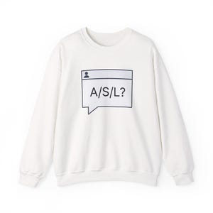 Bluza A/S/L, okrągły dekolt z lat 90. w stylu czatu, sweter z nostalgią Y2K, prezent w stylu retro z epoki dial-up dla milenialsów zdjęcie 1