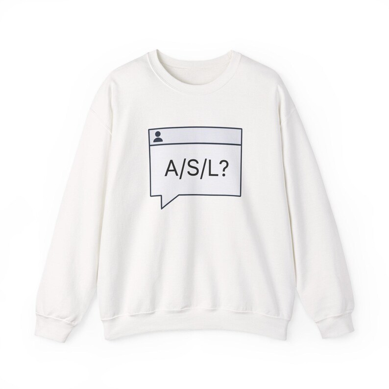 Bluza A/S/L, okrągły dekolt z lat 90. w stylu czatu, sweter z nostalgią Y2K, prezent w stylu retro z epoki dial-up dla milenialsów zdjęcie 1