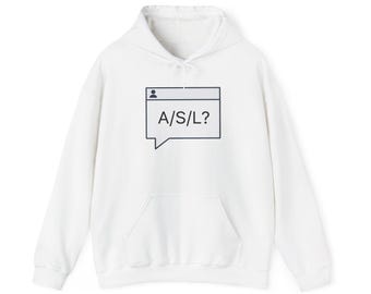 A/S/L Hoodie, 90s Chat Room Hooded Sweatshirt, Y2K Internet Nostalgia Hoodie, Retro Dial Up Era Gift for Millennials