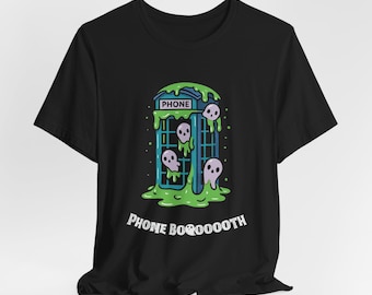 Ghost Phone Booth Unisex T-shirt, Spooky Halloween Graphic Tee
