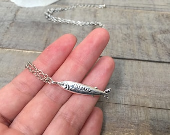 HERRING - minimalist, unique nature necklace, fish lover, ocean lover gift, marine biology, sardine necklace, ichthyology, tinned fish