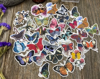 VIBRANT Set of 26 realistic butterfly stickers - nature lover gift, animal stickers, nature journal, entomology, natural history, zoology