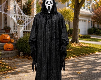 Ghostface Costume Set – Scream Movie Robe, Mask & Gloves | Adult Halloween Cosplay