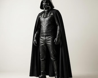 Darth Vader Full Cosplay Costume - Premium Quilted Leather Suit with Deluxe Cape, Robe & Gloves - Star Wars Sith Lord Men's Armor Set