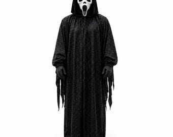 Ghost Face Costume, Black Hooded Robe, Scream Halloween Cosplay, Horror Costume