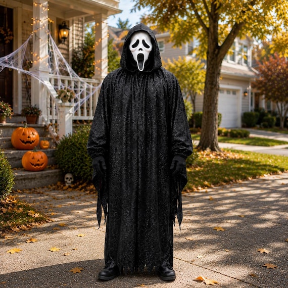 Ghostface Costume Set – Scream Movie Robe, Mask & Gloves | Adult Halloween Cosplay
