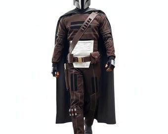 Din Djarin Mandalorian Flight Suit Cosplay Set with Belt Holster Cape