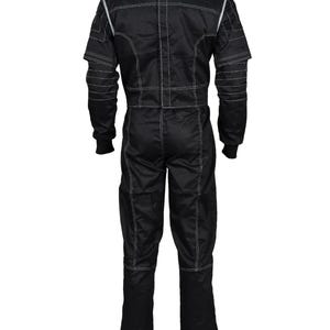 Back view of the Mandalorian flight suit and vest showing reinforced seams, breathable cotton fabric, and armor attachment-ready design. A custom Star Wars cosplay costume built for men and fans who want a comfortable, realistic bounty hunter outfit.