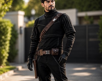 Mandalorian Brown Flight Suit Costume, Din Djarin Cosplay, Flak Vest, Holster Belt Outfit