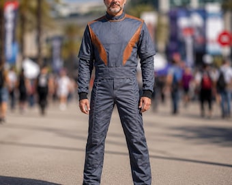 Star Wars Mandalorian Flight Suit with Brown Belt | Bounty Hunter Cosplay Costume