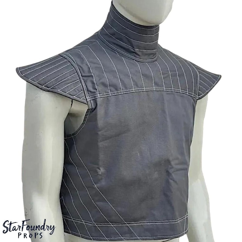Handmade Mandalorian flak vest with attached neck seal in custom color for Star Wars bounty hunter cosplay