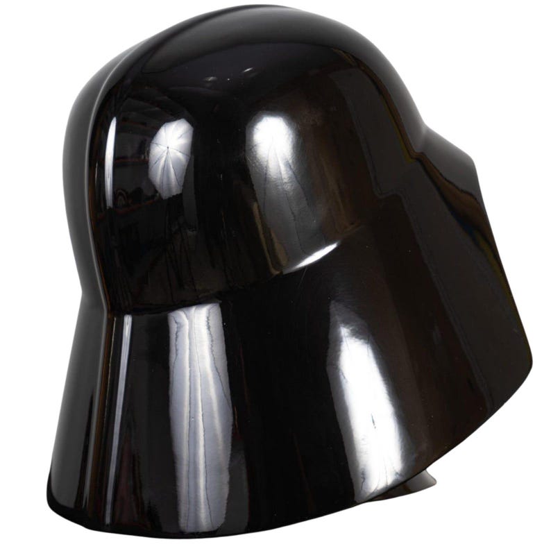 Close-up of Darth Vader cosplay costume details with helmet, leather armor texture, chest control panel, gloves, belt, cape, and iconic helmet, The Empire Strikes Back Star Wars cosplay outfit, authentic replica, perfect for collectors, cosplay enthusiasts, photoshoots, Halloween, conventions, fan events, premium high-quality costume showing accurate villain details