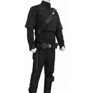 Mandalorian Flight Suit Costume featuring custom tailored shirt, pants, vest and belt with detailed construction and professional craftsmanship. Star Wars inspired bounty hunter cosplay outfit designed for comfort, durability and authentic appearance. Ideal for conventions, cosplay events, photoshoots and collectors. High-quality materials, precise stitching, realistic design and custom sizing create a premium costume experience with screen-inspired details and exceptional attention to quality.