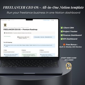 Premium All In One CEO Business Operating System Notion Template For Freelancers Consultants Coaches With Client CRM Projects Service Tools