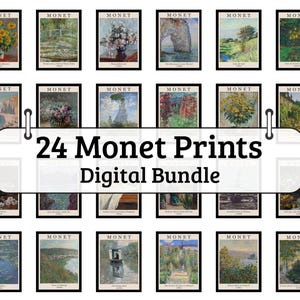 Claude Monet Poster Set of 24, Printable Wall Art, Impressionist Digital Prints, Vintage Monet Home Decor