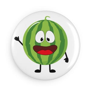 Funny Watermelon Character Button Magnet, Cute Fridge Decor, Playful Gift, Summer Vibes, Kitchen Accessories