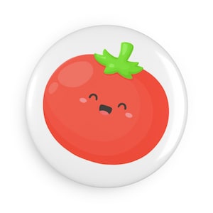 Cute Tomato Button Magnet, Fun Kitchen Decor, Gift for Gardeners, Refrigerator Magnet, Cute Home Accessories