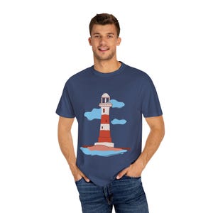 Lighthouse Graphic T-Shirt, Coastal Vibes Tee, Unisex Beachwear, Summer Style Shirt, Nautical Gift, Casual Everyday Wear
