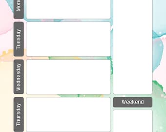 Weekly Meal Planner Printable | Editable PDF | Watercolor Meal Plan & Grocery List | Instant Download | meal guide