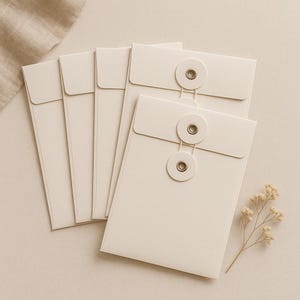 Set of 5 white A6 envelopes | Wedding, christening, birthday | Retro & minimalist kraft paper envelopes | Card sleeves 17 x 11.5 cm
